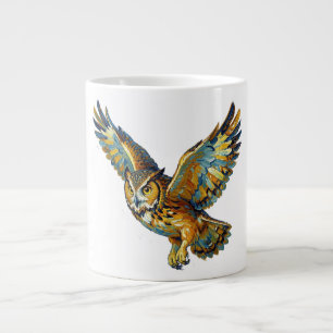 Grande Tasse Art abstrait de chouette volante avec coup de pinc