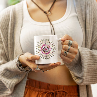 Grande Tasse Art de fleurs pressées par S. Frigui d'après l'ori