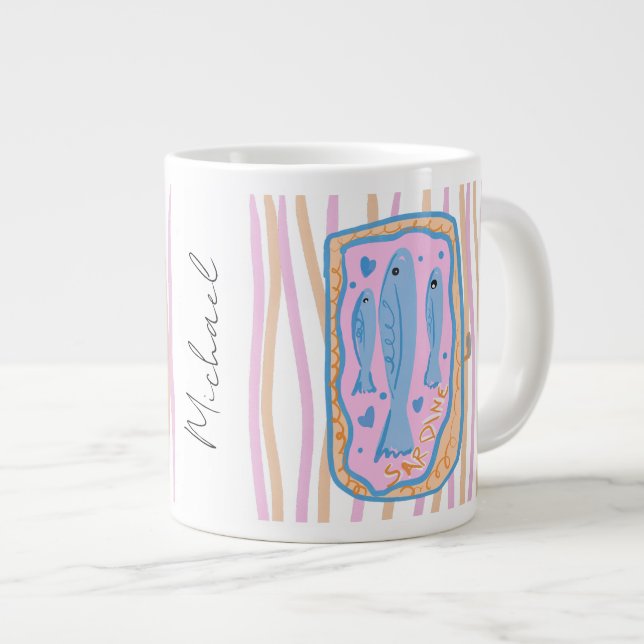 Grande Tasse Art de sardine mignonne (Devant droit)