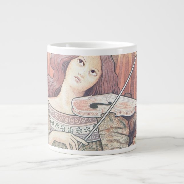 Grande Tasse Art Déco Française avec Amour de la Musique Violon (Devant)