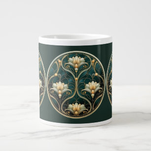 Grande Tasse Art Déco Vert Or Blanc Vintage