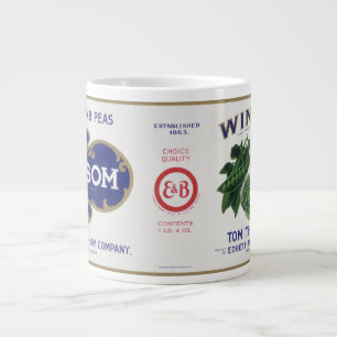 Grande Tasse Art d'étiquette de canette de légumes vintage, Win
