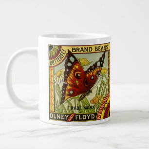 Grande Tasse Art d'étiquette de légume vintage, haricots de mar