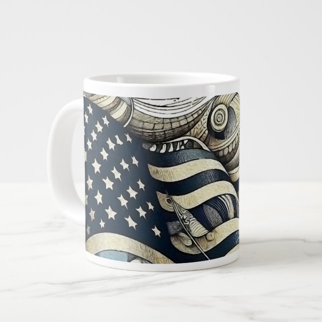 Grande Tasse Art du drapeau américain (Devant gauche)
