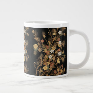 Grande Tasse Art floral automnal noir doré vintage japonais