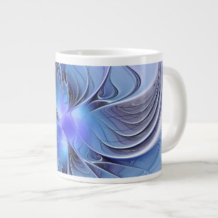 Grande Tasse Art fractal moderne abstrait bleu lavande