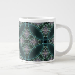 Grande Tasse Art graphique géométrique fractal sarcelle moderne