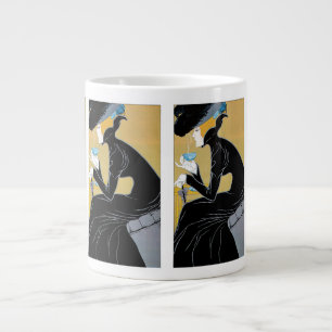 Grande Tasse Art Nouveau vintage, Dame buvant du thé Marco Polo