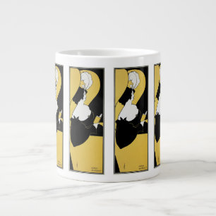 Grande Tasse Art Nouveau vintage, femme lisant un livre jaune