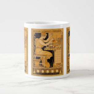 Grande Tasse Art Nouveau vintage, L'amour triomphe de tout Scie