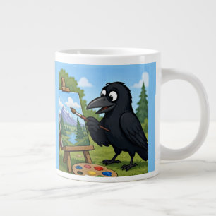 Grande Tasse Artiste amusant corbeau peignant un paysage artist