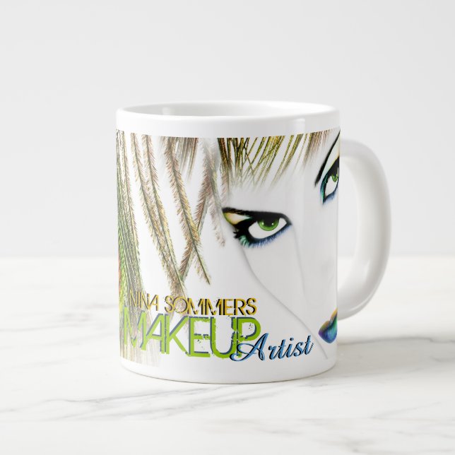 Grande Tasse Artiste De Maquillage Femme Avec Peacock Feather J (Devant droit)