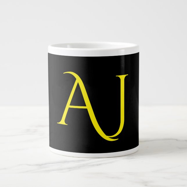 Grande Tasse Attractive Monogram Yellow Black Modern Minimalist (Devant)