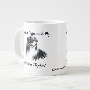 Grande Tasse Australian Shepherd Black Watercolor personnalisen