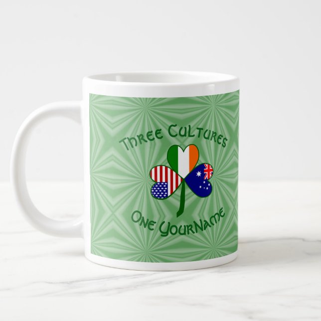 Grande Tasse Australie Irlande États-Unis Drapeaux Shamrock Vot (Gauche)