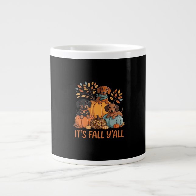 Grande Tasse Automne Y’all Automne Dachshund Citrouille Automne (Devant)