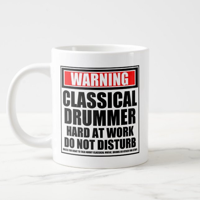 Grande Tasse Avertissement Batteur Classique Dur Au Travail (Gauche)