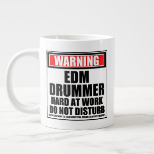 Grande Tasse Avertissement Drummer EDM Dur Au Travail Ne Dérang
