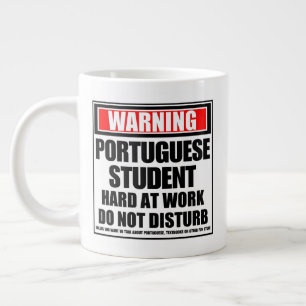 Grande Tasse Avertissement Étudiant Portugais Dur Au Travail