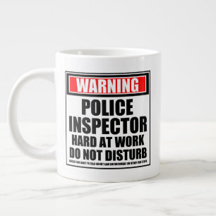 Grande Tasse Avertissement Inspecteur De Police Dur Au Travail
