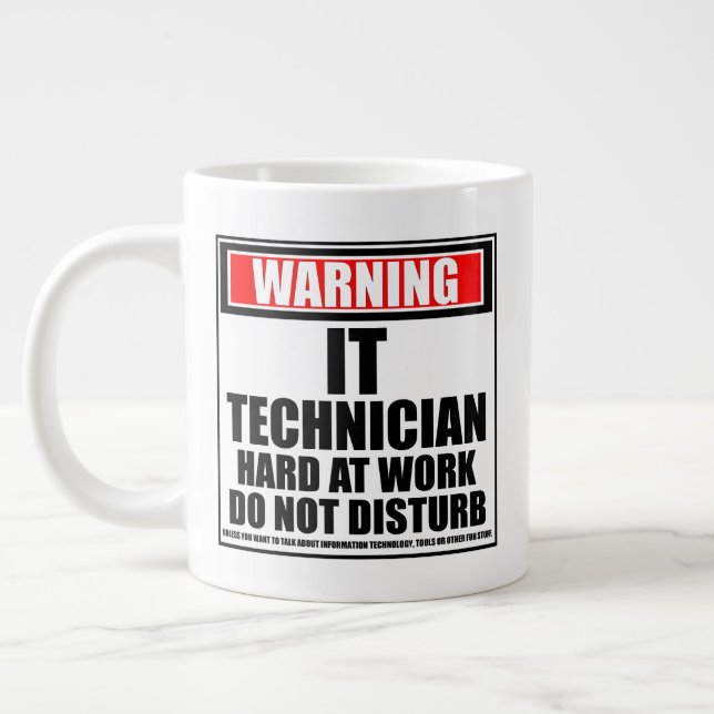 Grande Tasse Avertissement Technicien Informatique Dur Au Trava (Gauche)