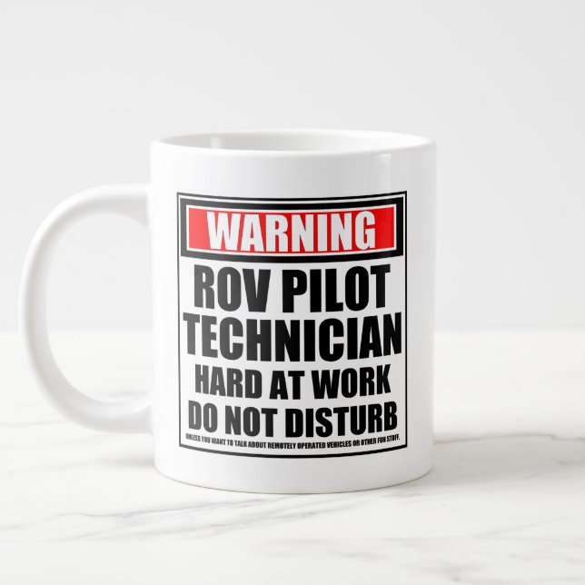 Grande Tasse Avertissement Technicien Pilote ROV Dur Au Travail (Gauche)
