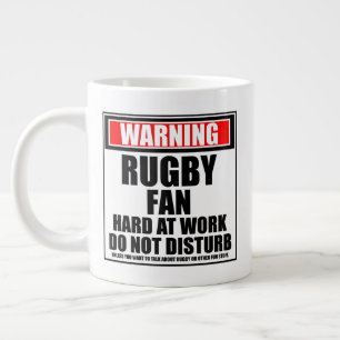 Grande Tasse Avertissement Ventilateur De Rugby Dur Au Travail 
