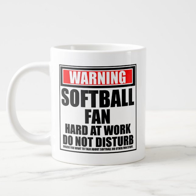 Grande Tasse Avertissement Ventilateur Softball dur au travail  (Gauche)