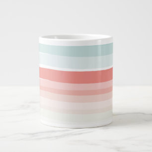 Grande Tasse Bandes estivales en corail et turquoise