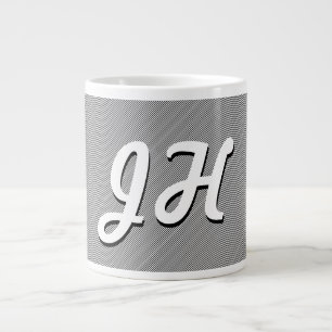 Grande Tasse Bandes minces en noir et blanc   Initiales retro-s