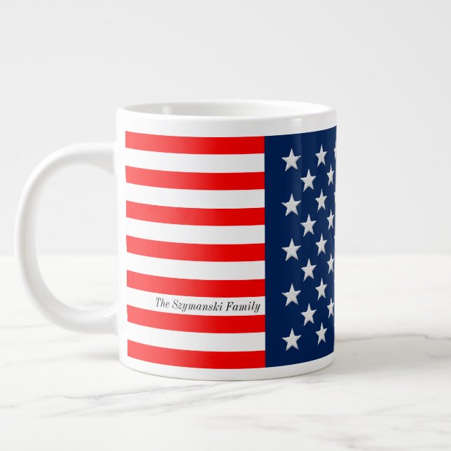 Grande Tasse Bannière étoilée rouge, blanche et bleue (Gauche)