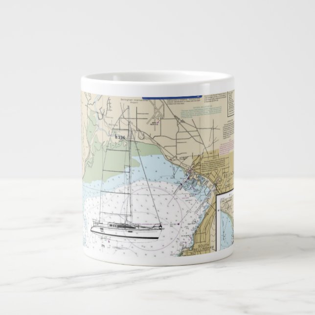 Grande Tasse Bateau à voile à café avec diagramme de navigation (Devant)