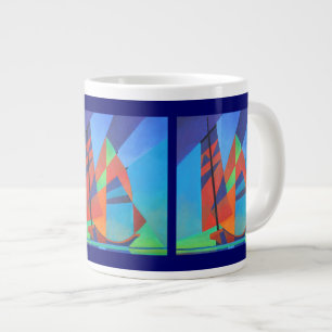 Grande Tasse Bateau Abstrait Art Junk contre Deep Blue Sky