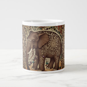 Grande Tasse Batik, Eléphant, Antiquité, Style Vintage, Brown