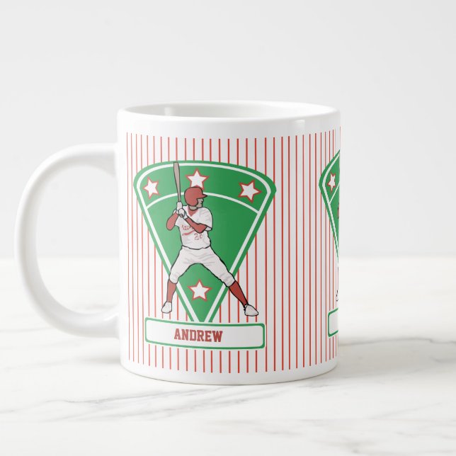 Grande Tasse Batterie de baseball personnalisée Star Rouge (Gauche)