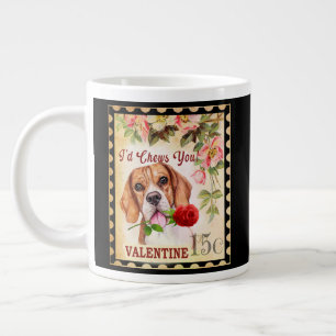 Grande Tasse Beagle Vintage Valentine Chien avec Rose