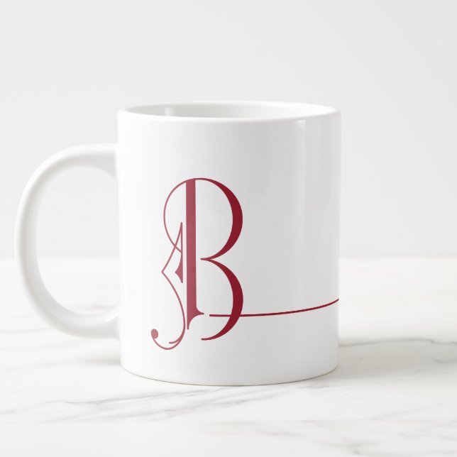 Grande Tasse Beau minimaliste élégant Monogramme B (Gauche)