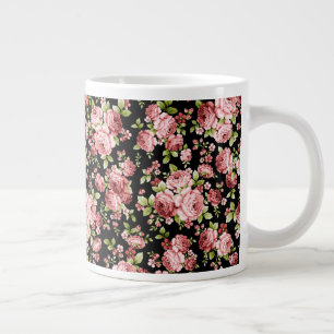 Grande Tasse Beau Roses à motifs floraux avec feuillage vert