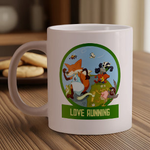 Grande Tasse Belle Bois Animaux Aimer Courir Fox Cartoon