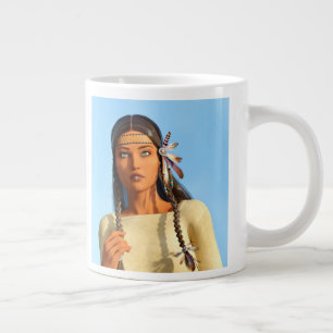 Grande Tasse Belle femme autochtone d'Amérique du Nord tenue in