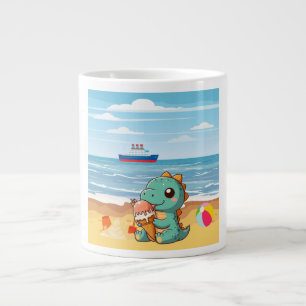 Grande Tasse Belle glace manger dino à la plage