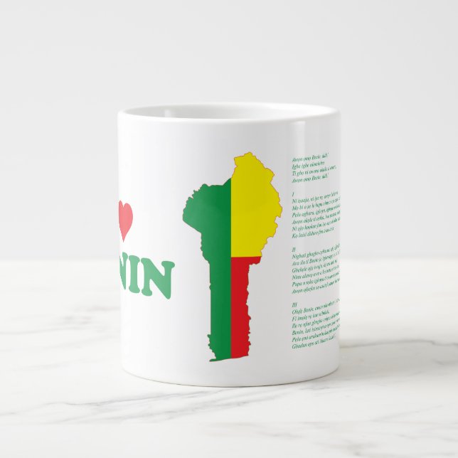 Grande Tasse Bénin Drapeau Dans La Carte Du Pays (Devant)