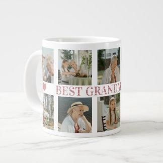 Grande Tasse Best Grandma Ever Photo Collage – Gift with Hearts