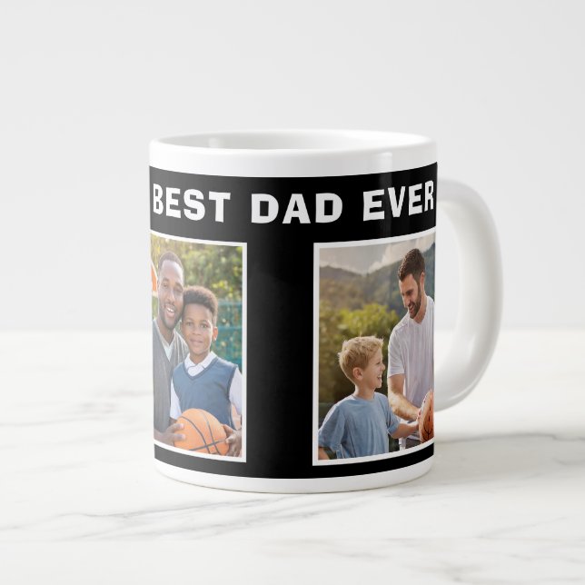 Grande Tasse Best Papa Basketball Ball 3 Photo Collage père (Devant droit)