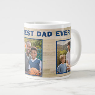 Grande Tasse Best Papa Ever Wood 3 Photo Collage père