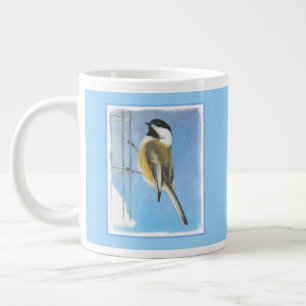 Grande Tasse Bickadee sur la peinture d'alimentation - Oiseaux