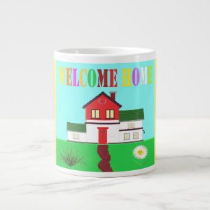 Grande Tasse Bienvenue à la maison mignonne maison couleurs bru