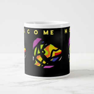 GRANDE TASSE BIENVENUE À LA MAISON MOTIFS D'ART EN NOIR