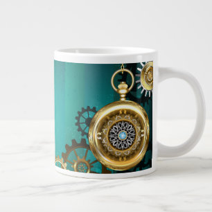 Grande Tasse Bijou Steampunk Montre sur un Fond Vert