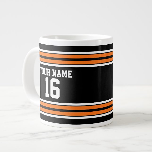 Grande Tasse Black avec Orange White Stripes Team Jersey (Devant gauche)